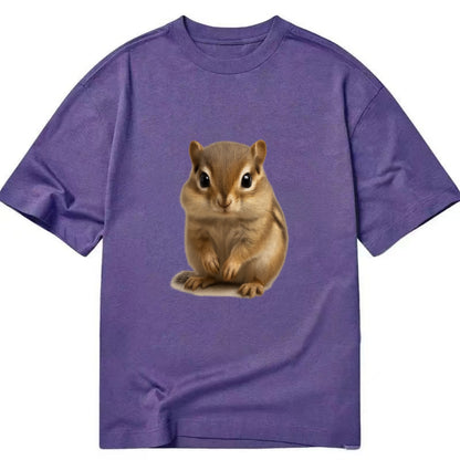 Baby Chipmunk - striped back, cheek pouches, tiny paws, bright eyes, - Classic T-shirt - Purple