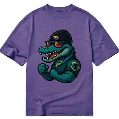 Jacksonville Alligator wearing Jaguars beanie with swamp patch and wayfarer - Classic T-shirt - Purple