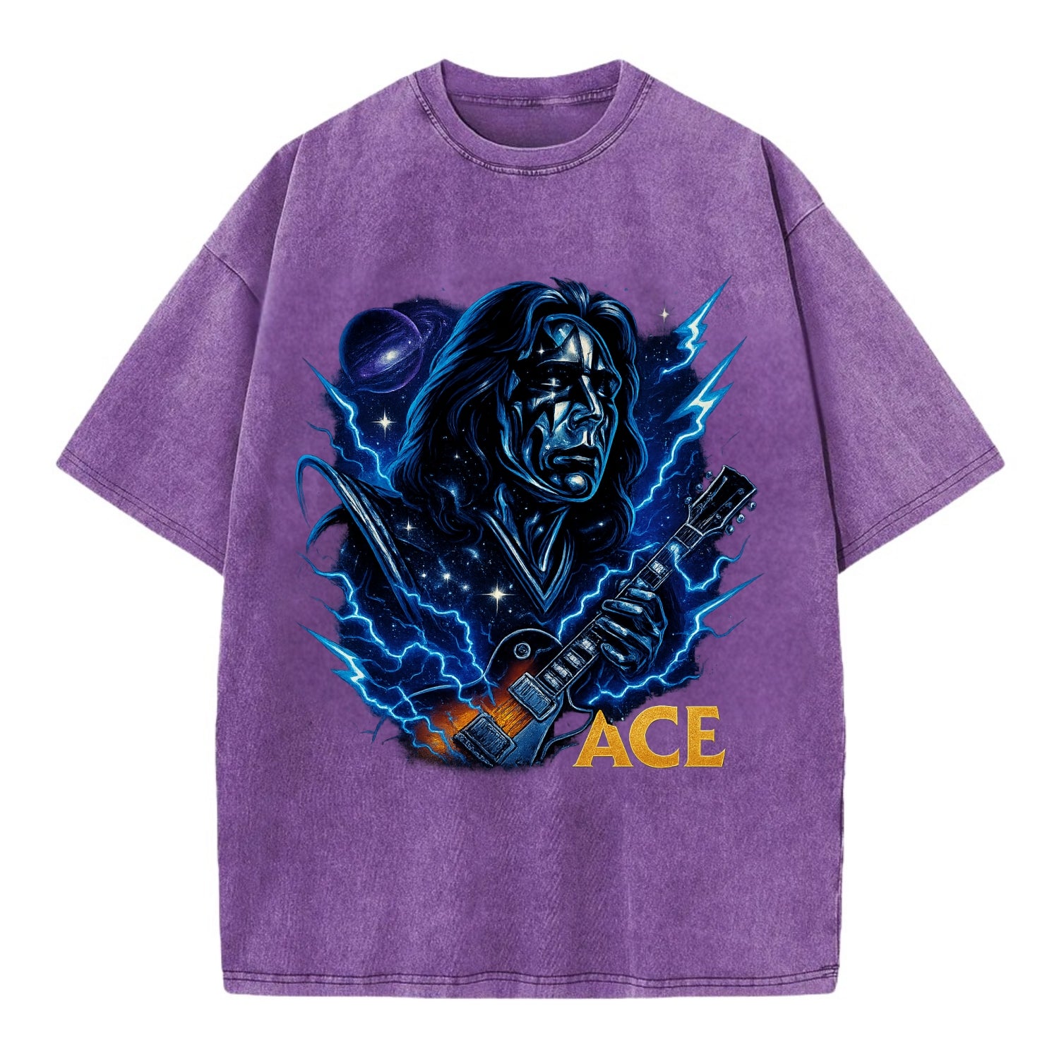 Cosmic Chrome Portrait - Vintage T-shirt - Purple