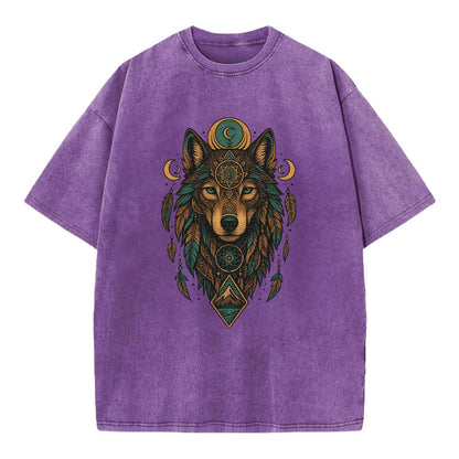 Retro 80s Wolf  - Vintage T-shirt - Purple