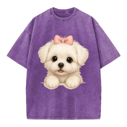 Maltese  - Vintage T-shirt - Purple