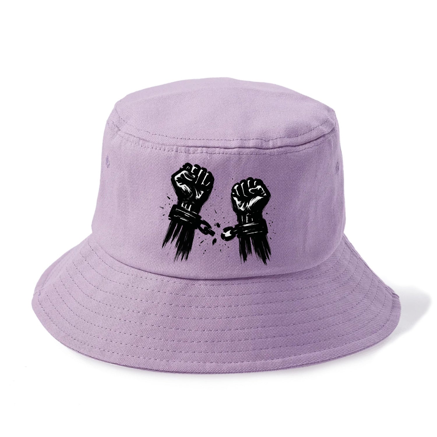 Two raised fists breaking chains - liberation and freedom ink painting - Bucket Hat - Purple