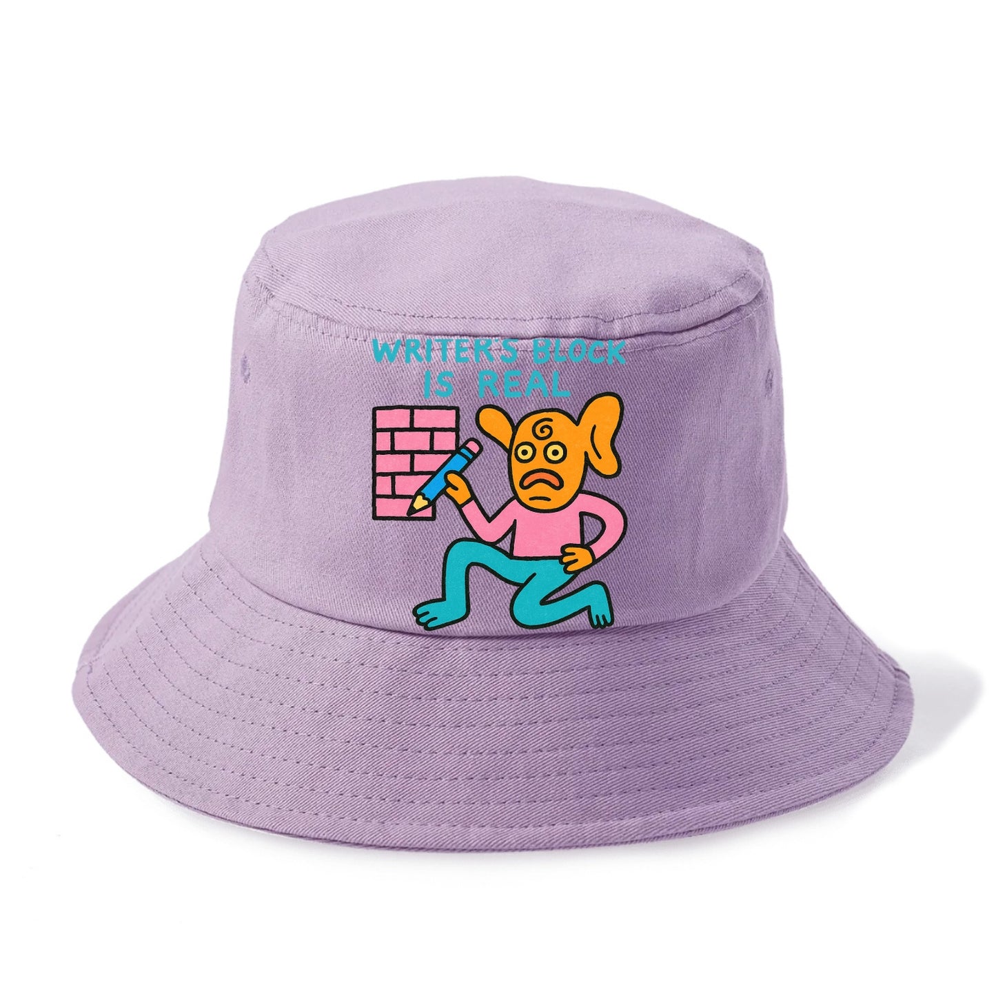 WRITERS BLOCK IS REAL | Brick wall with pencil - Bucket Hat - Purple