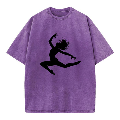 Contemporary dancer leap mid-air - Vintage T-shirt - Purple