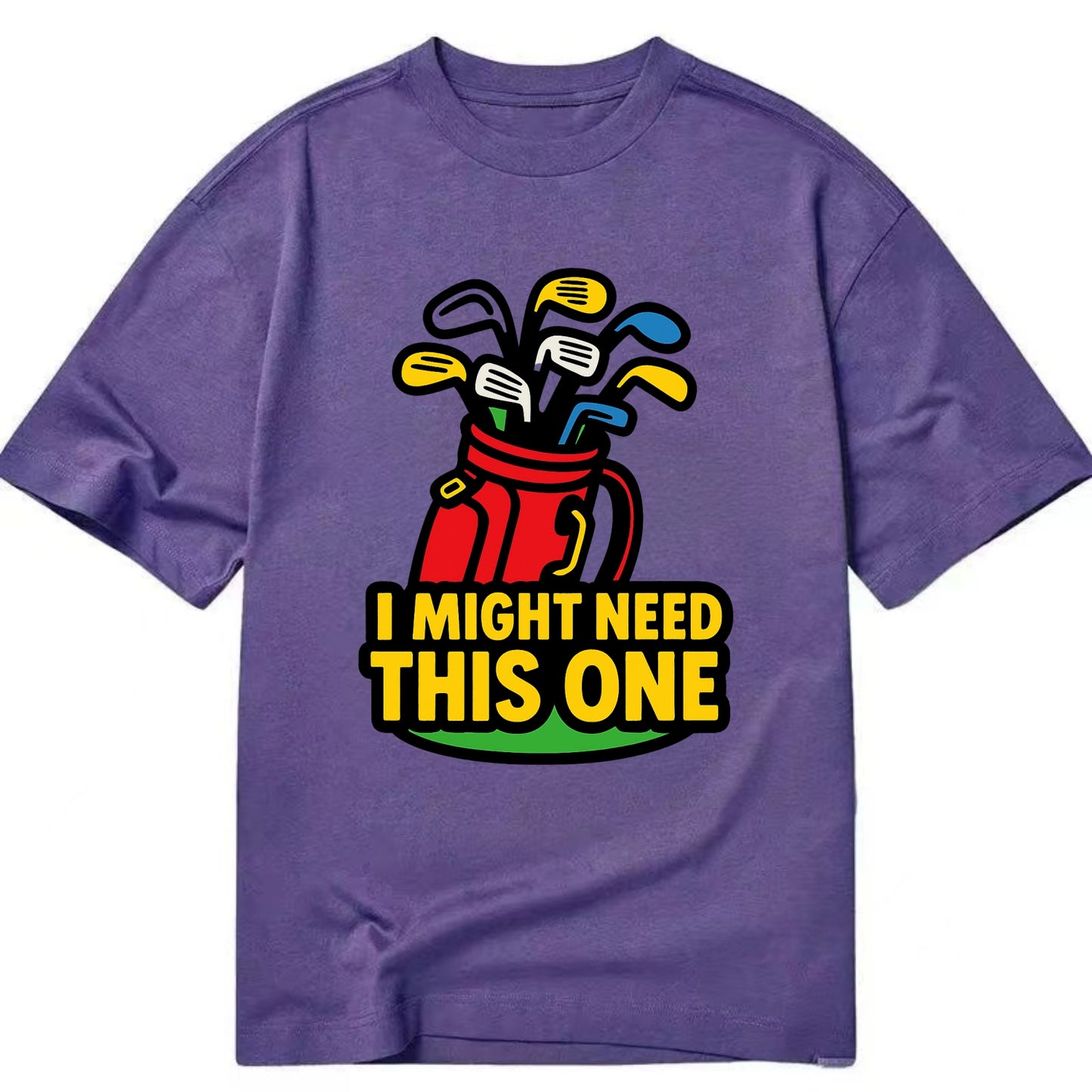 Golf bag overflowing with too many clubs - "I Might Need This One" - gear - Classic T-shirt - Purple