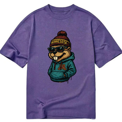 Minneapolis Gopher wearing Minnesota beanie with M patch - Classic T-shirt - Purple