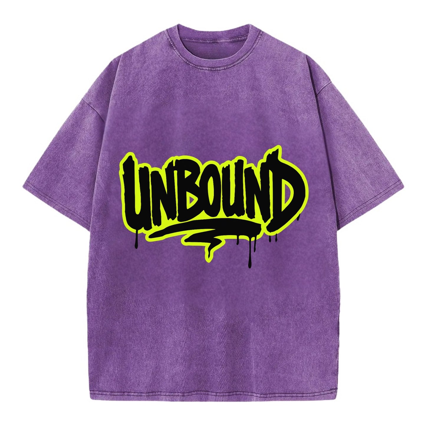 Bold typography design - "UNBOUND" - without limits, free from constraints - Vintage T-shirt - Purple