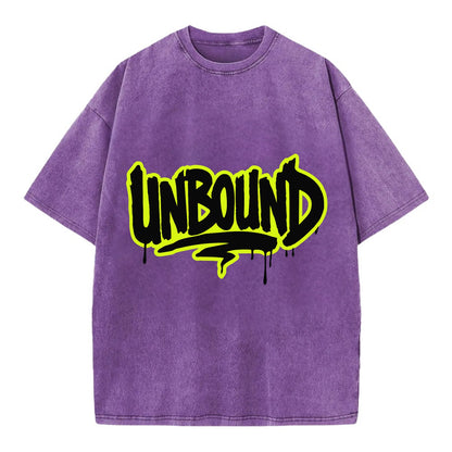 Bold typography design - "UNBOUND" - without limits, free from constraints - Vintage T-shirt - Purple