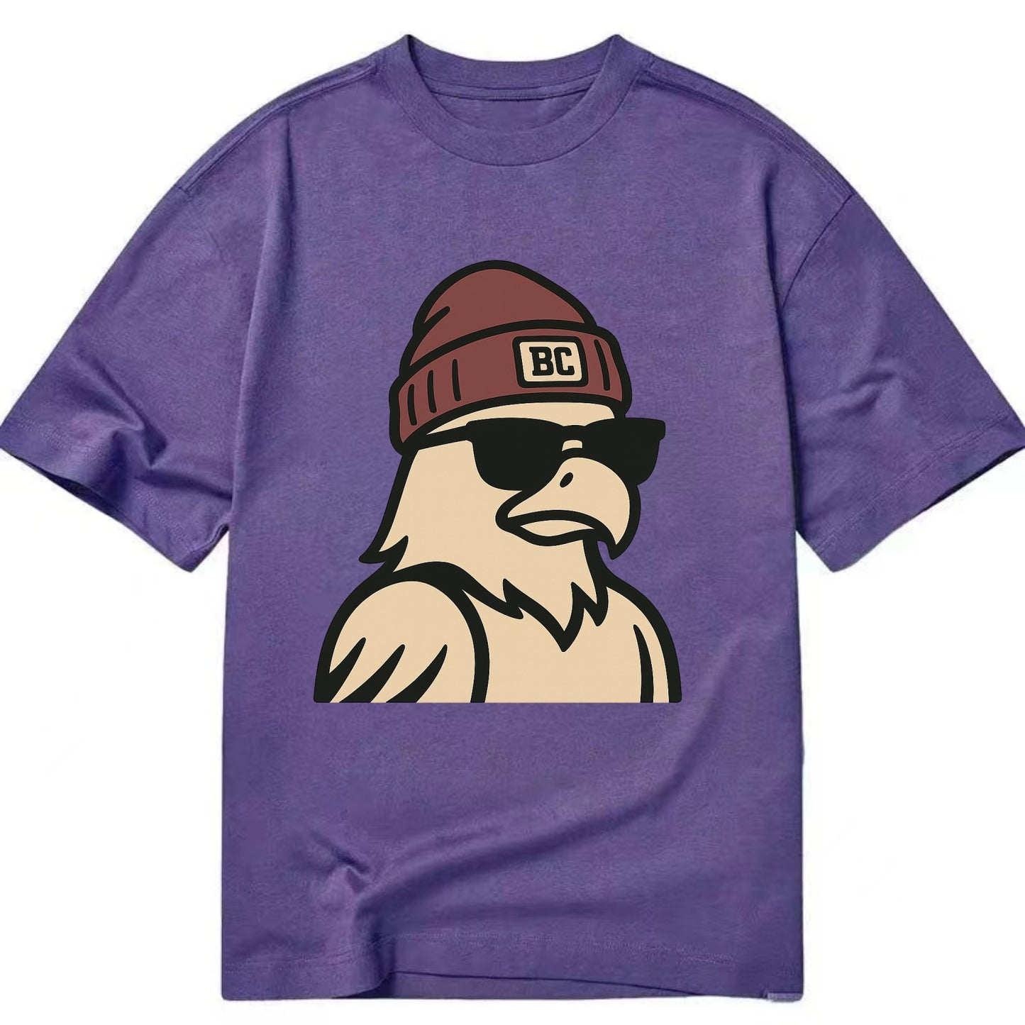 Chestnut Hill Eagle wearing Boston College beanie with BC patch - Classic T-shirt - Purple
