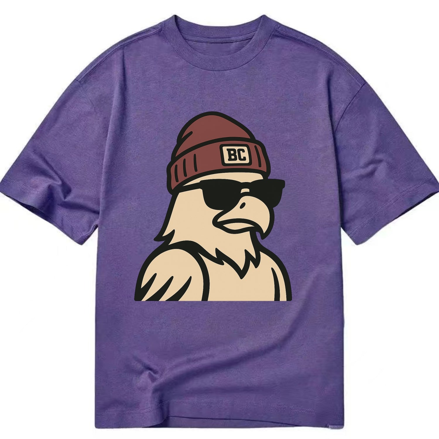 Chestnut Hill Eagle wearing Boston College beanie with BC patch - Classic T-shirt - Purple
