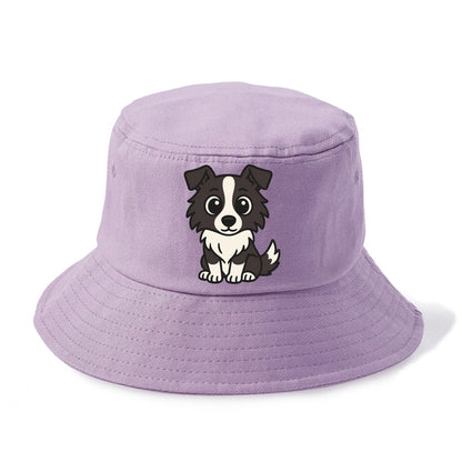 Border Collie - Intense stare sitting pose - Bucket Hat - Purple