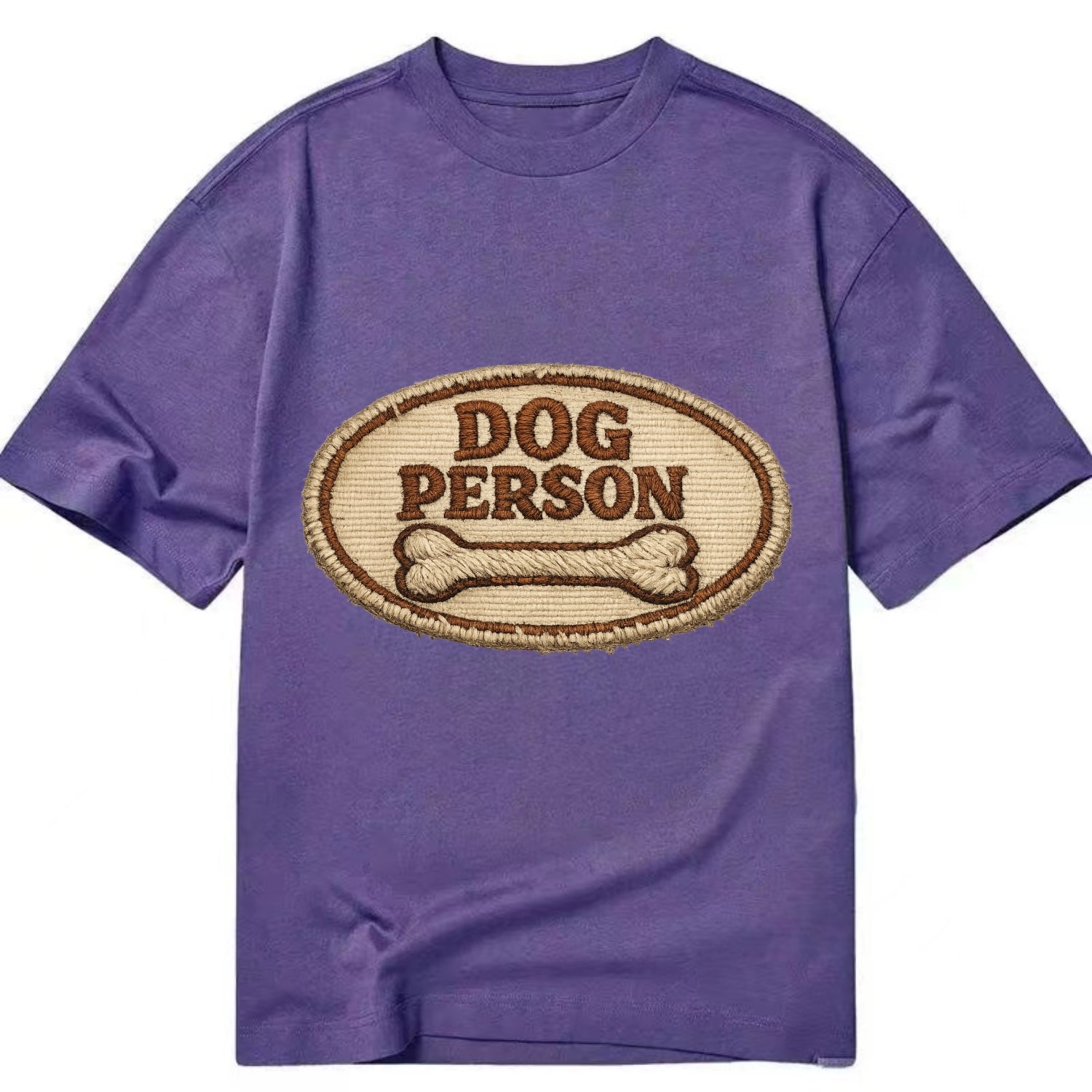 DOG PERSON - simple text with bone in brown , team dog - Classic T-shirt - Purple