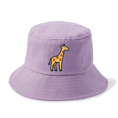 Giraffe - Yellow with brown patches flat side profile - Bucket Hat - Purple