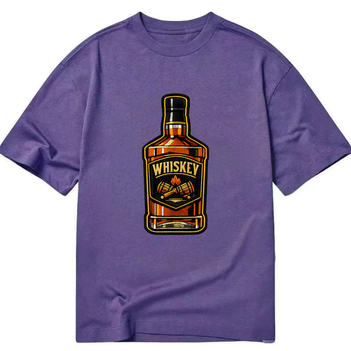WHISKEY BOTTLE - bourbon bottle in amber and gold , spirits connoisseur - Classic T-shirt - Purple