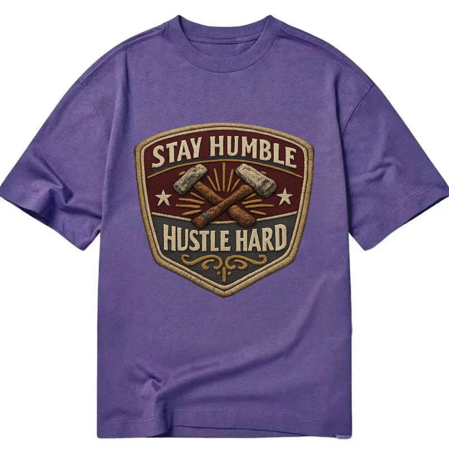 STAY HUMBLE HUSTLE HARD - text in silver , work ethic - Classic T-shirt - Purple