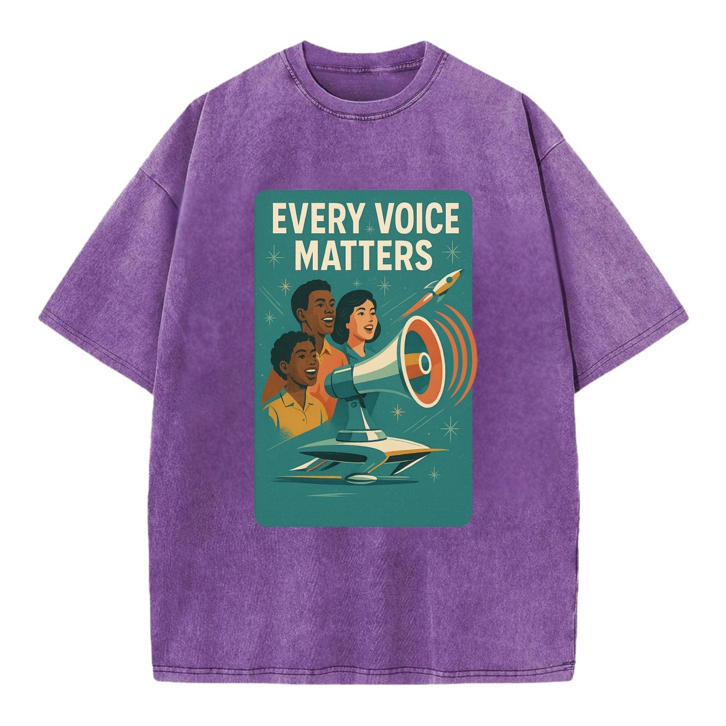 Diverse voices being heard and amplified - "Every Voice Matters" - inclusive - Vintage T-shirt - Purple