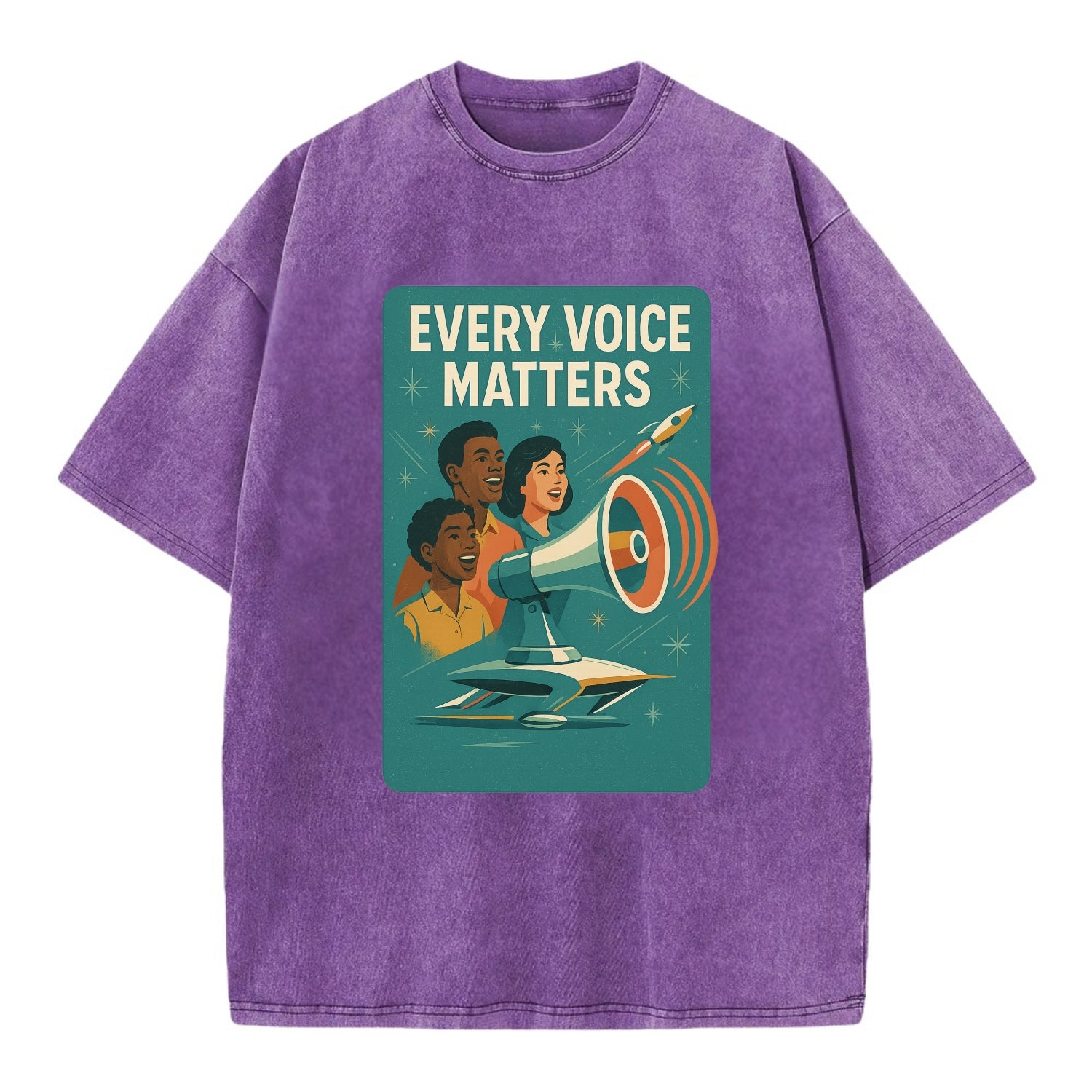 Diverse voices being heard and amplified - "Every Voice Matters" - inclusive - Vintage T-shirt - Purple