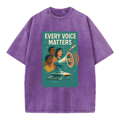 Diverse voices being heard and amplified - "Every Voice Matters" - inclusive - Vintage T-shirt - Purple