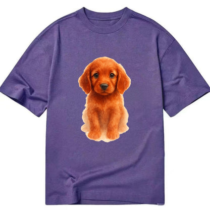 Baby Irish Setter Puppy - mahogany red coat, feathered ears, friendly eyes, - Classic T-shirt - Purple