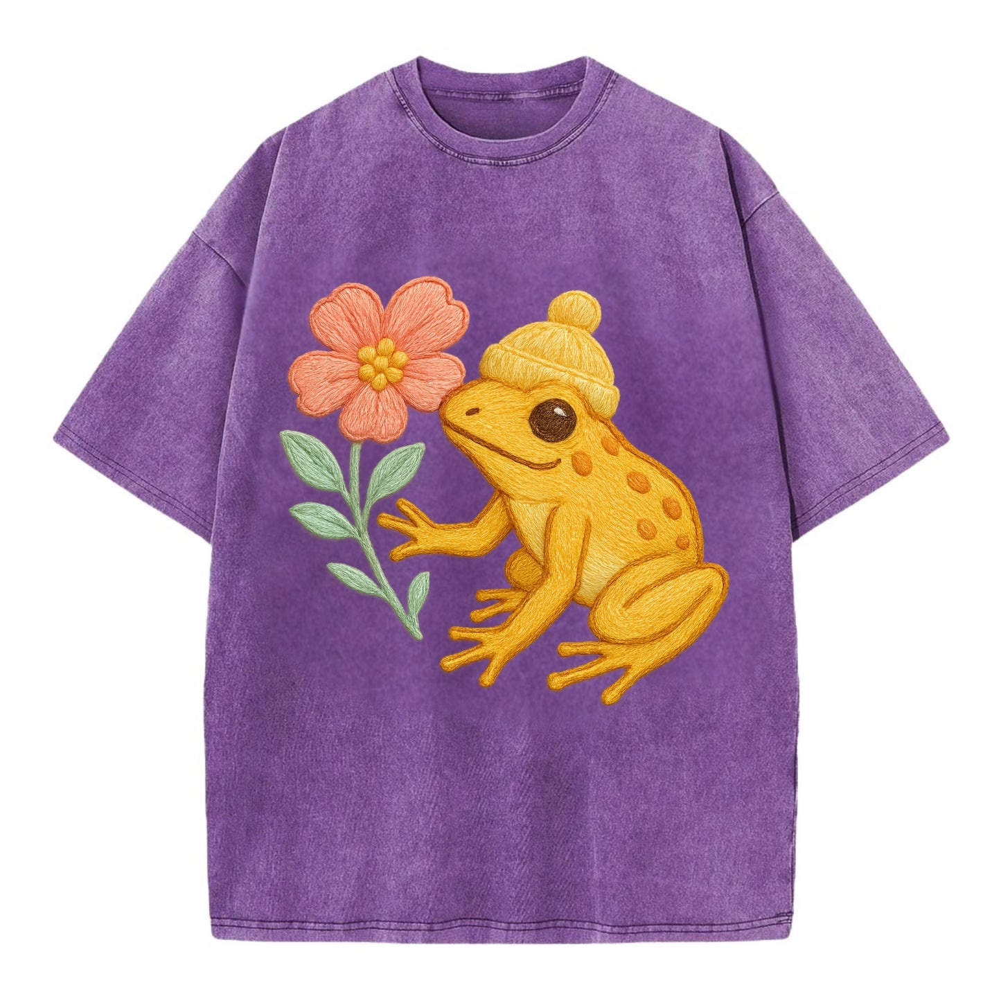 Yellow Dart Frog - Vintage T-shirt - Purple