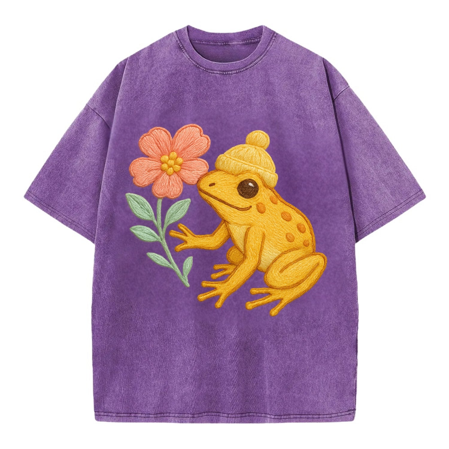 Yellow Dart Frog - Vintage T-shirt - Purple