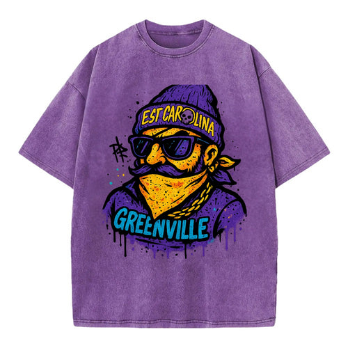 Greenville Pirate wearing East Carolina beanie with skull patch - Vintage T-shirt