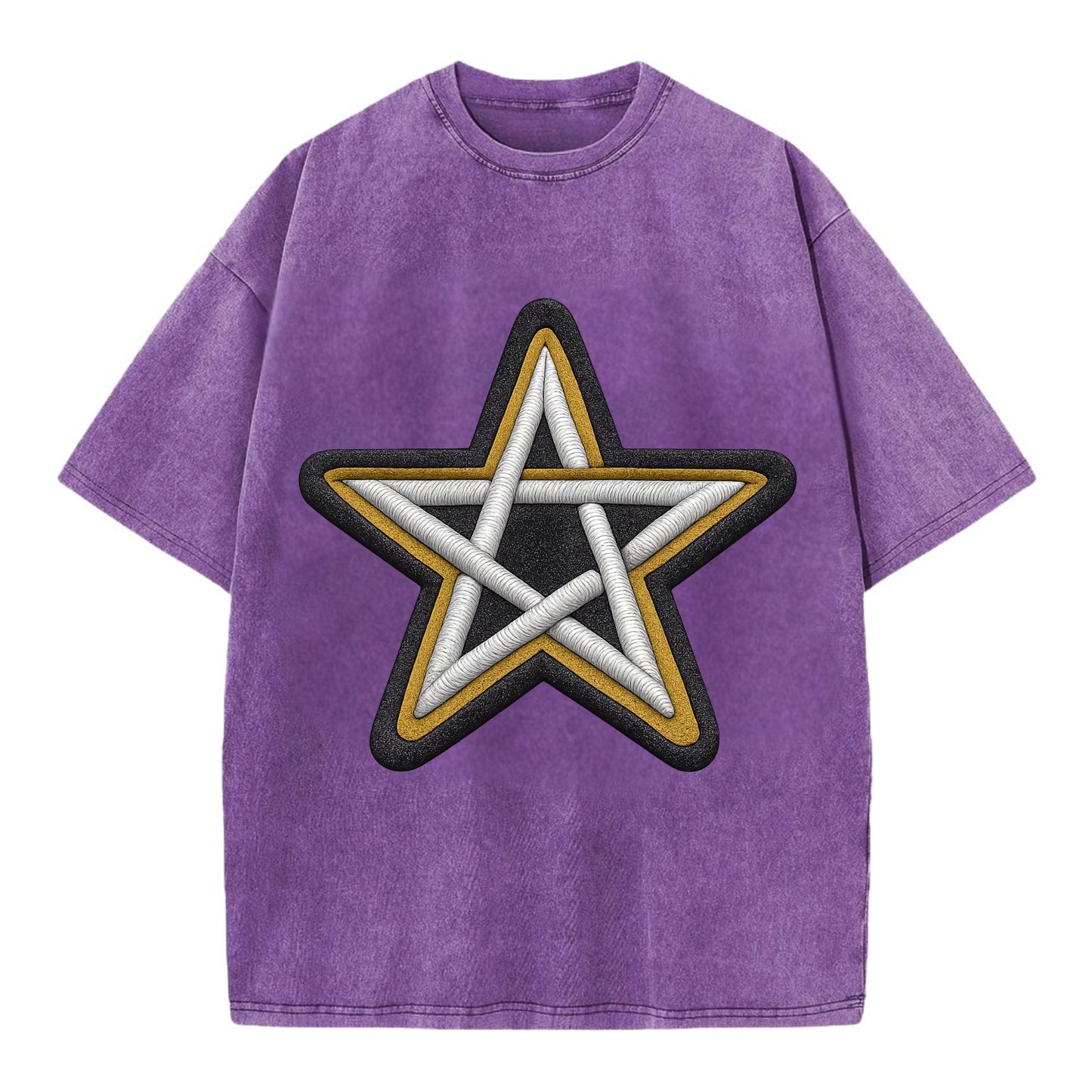 PENTAGRAM STAR - five point star in silver , protection - Vintage T-shirt - Purple