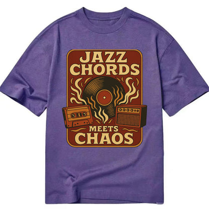 Jazz chords with hyperpop energy - "Jazz Meets Chaos" - unexpected fusion - Classic T-shirt - Purple