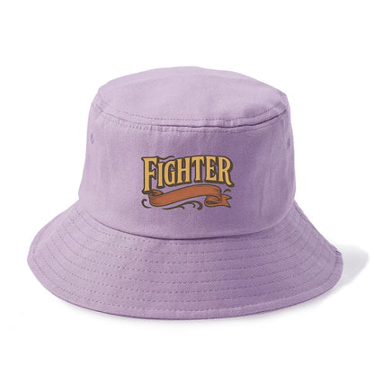 Bold typography design - "FIGHTER" - never giving up, battling on - Bucket Hat - Purple