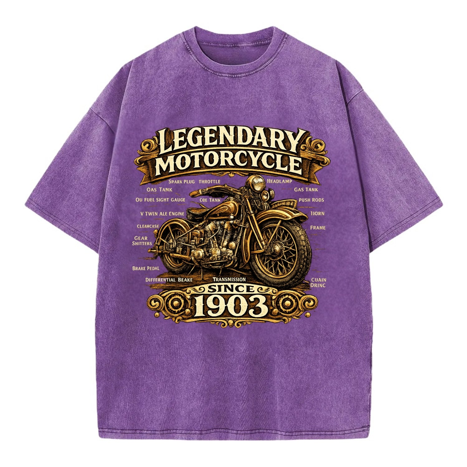 Legendary Motorcycle 1903 - Vintage T-shirt - Purple