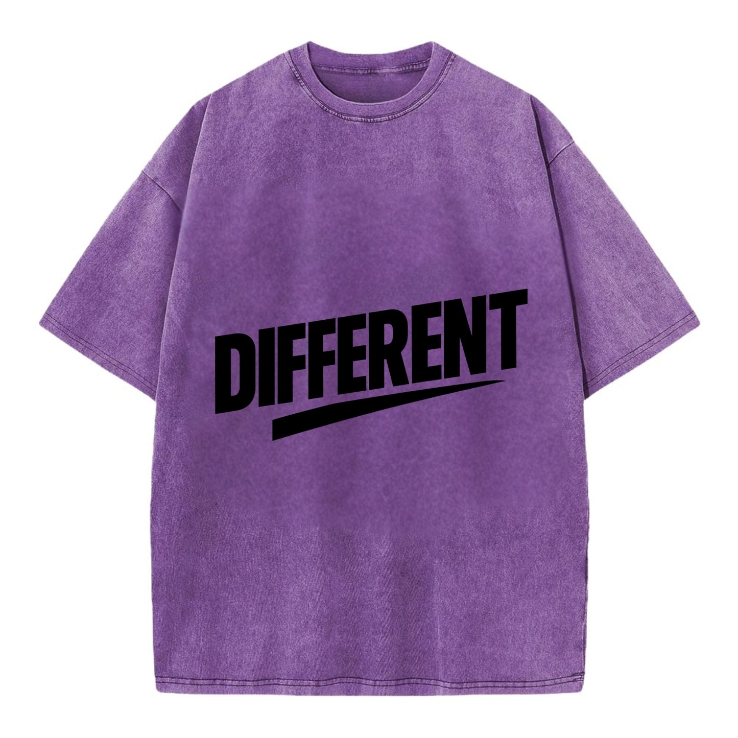 Bold typography design - "DIFFERENT" - standing out, not following crowd - Vintage T-shirt - Purple