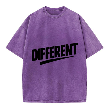 Bold typography design - "DIFFERENT" - standing out, not following crowd - Vintage T-shirt - Purple