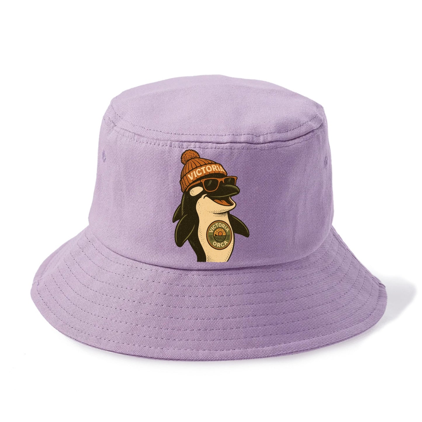Victoria Orca wearing Victoria beanie wi - Bucket Hat - Purple