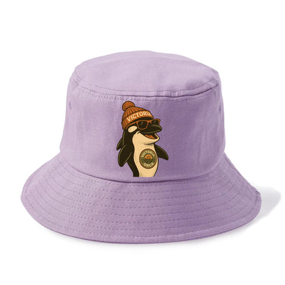 Victoria Orca wearing Victoria beanie wi - Bucket Hat - Purple