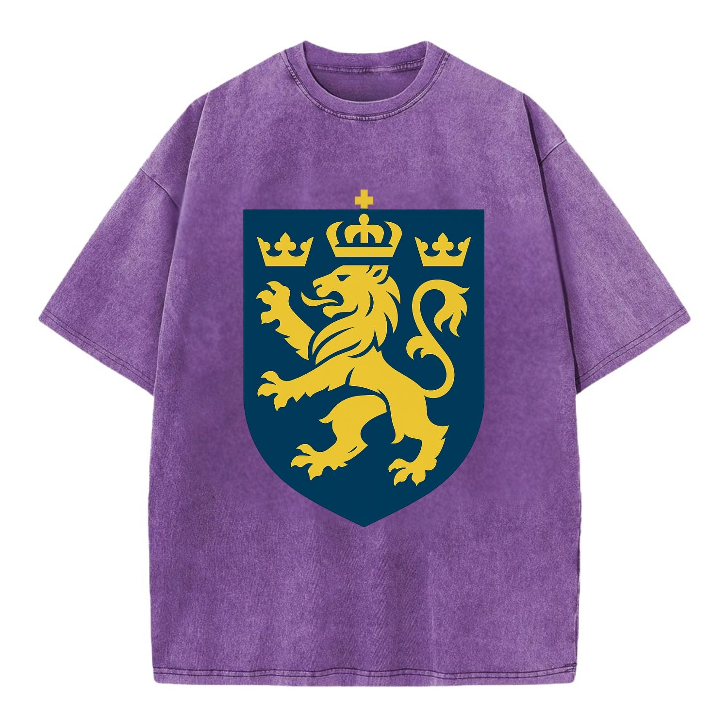 Sweden Three Crowns Emblem  - Vintage T-shirt - Purple
