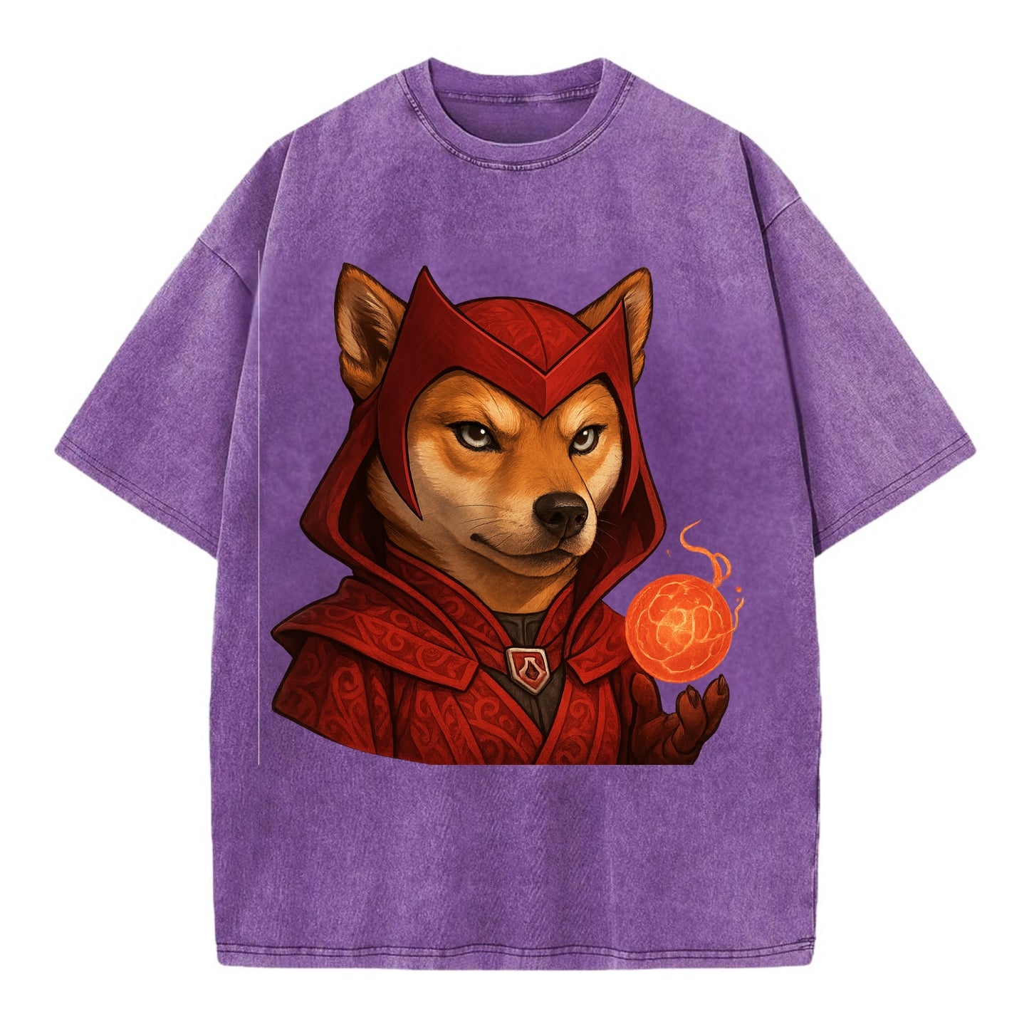Shiba Inu Scarlet Witch  - Vintage T-shirt - Purple
