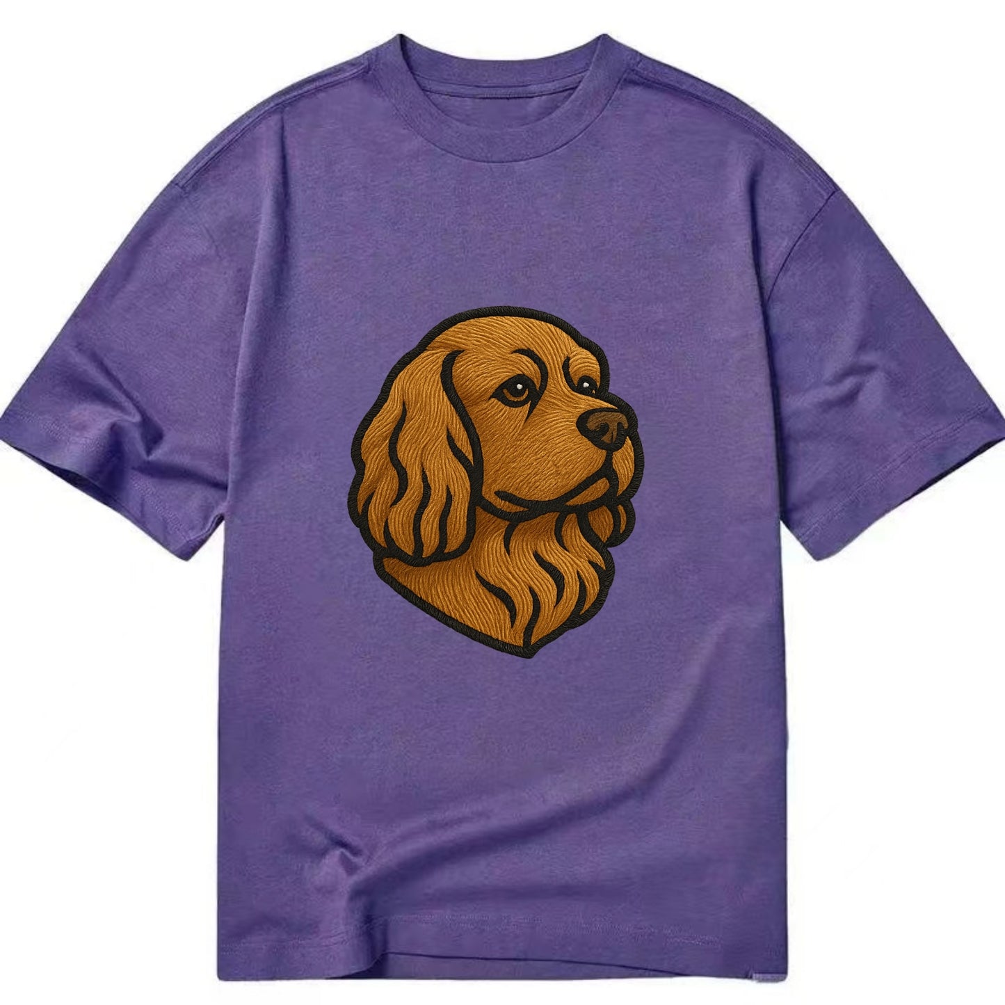 Sussex Spaniel - Golden liver embroidered low-set design - Classic T-shirt - Purple