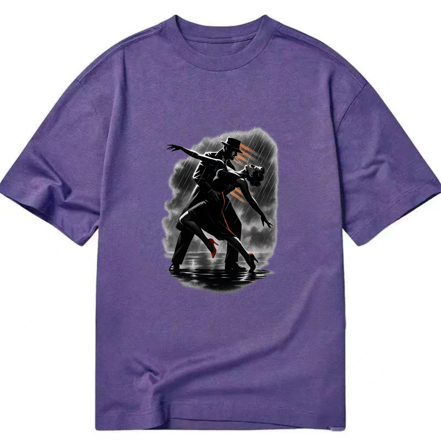 romantic dance pose with woman lifted in the air at lakeside - Classic T-shirt - Purple