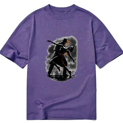 romantic dance pose with woman lifted in the air at lakeside - Classic T-shirt - Purple