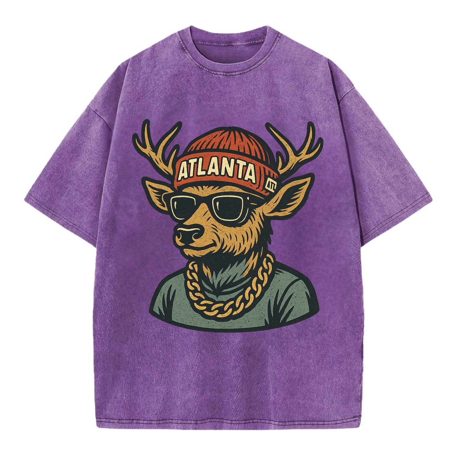 "deer" "atlanta" "atl" "red" "us South" - Vintage T-shirt - Purple