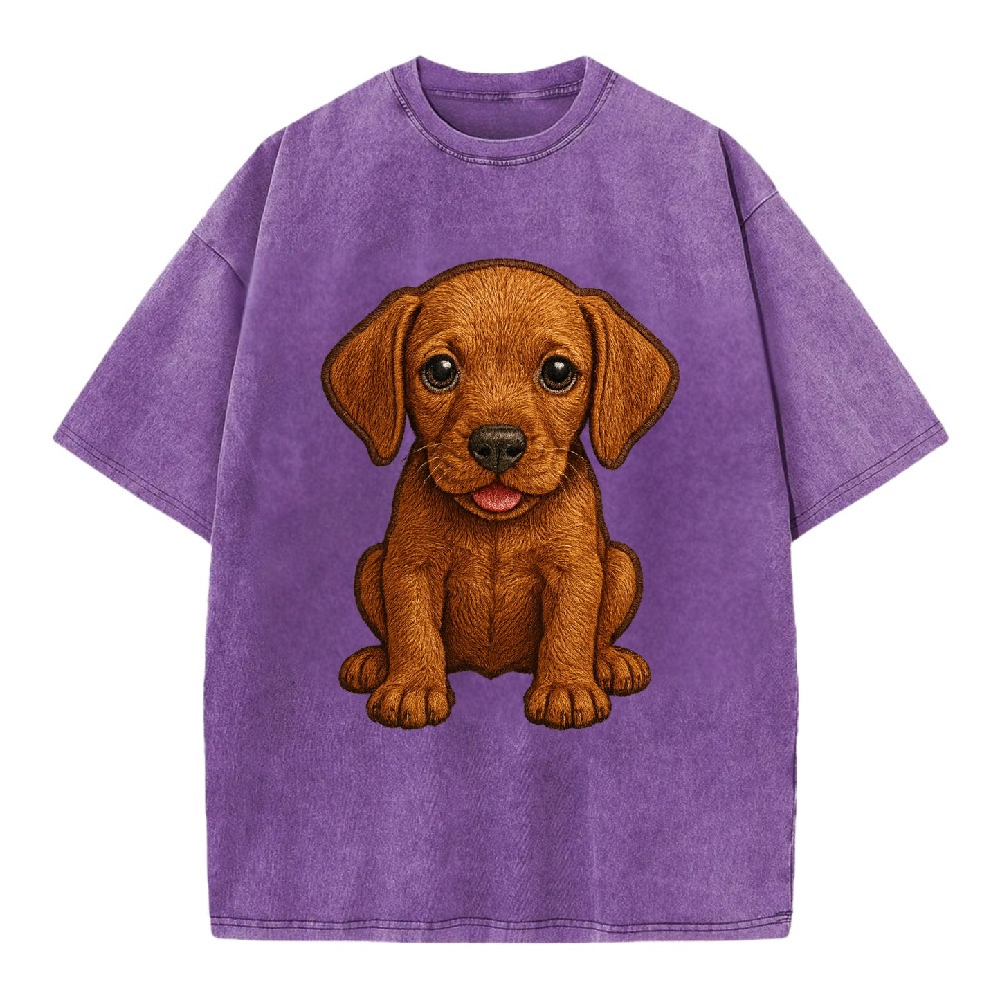 Baby Vizsla Puppy - golden rust coat, soulful eyes, athletic build, front-facing, - Vintage T-shirt - Purple