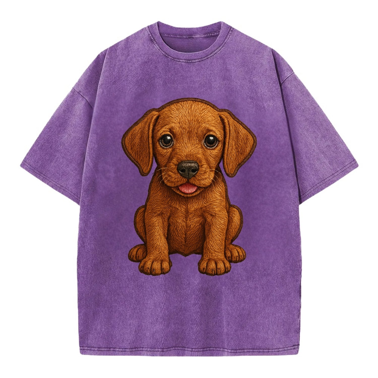 Baby Vizsla Puppy - golden rust coat, soulful eyes, athletic build, front-facing, - Vintage T-shirt - Purple