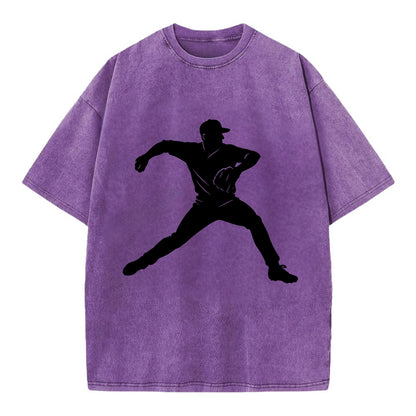 Baseball pitcher wind-up motion - Vintage T-shirt - Purple