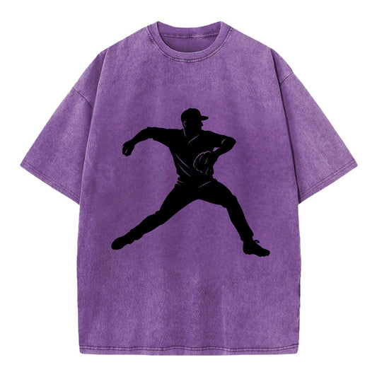 Baseball pitcher wind-up motion - Vintage T-shirt - Purple