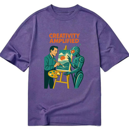 Artist and AI creating beautiful masterpiece together - "Creativity Amplified" - - Classic T-shirt - Purple