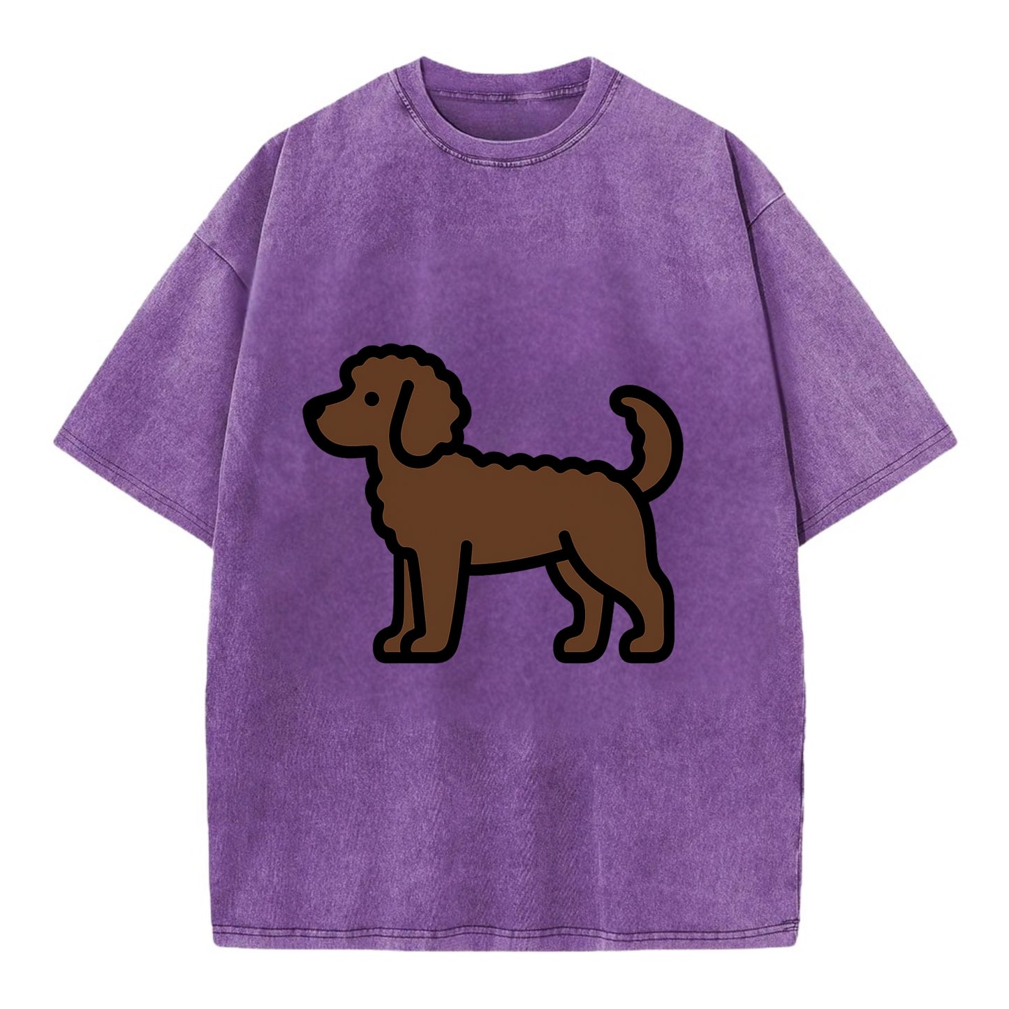 Labradoodle - Chocolate curly flat side profile - Vintage T-shirt - Purple