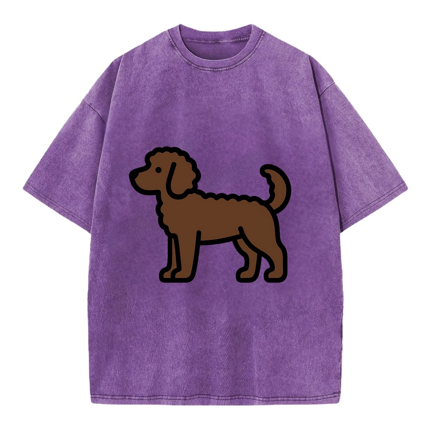 Labradoodle - Chocolate curly flat side profile - Vintage T-shirt - Purple