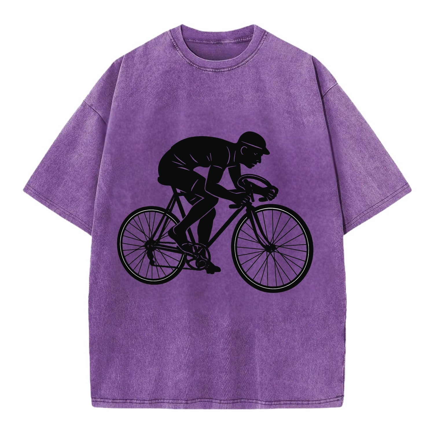 Cyclist sprinting in racing position - Vintage T-shirt - Purple