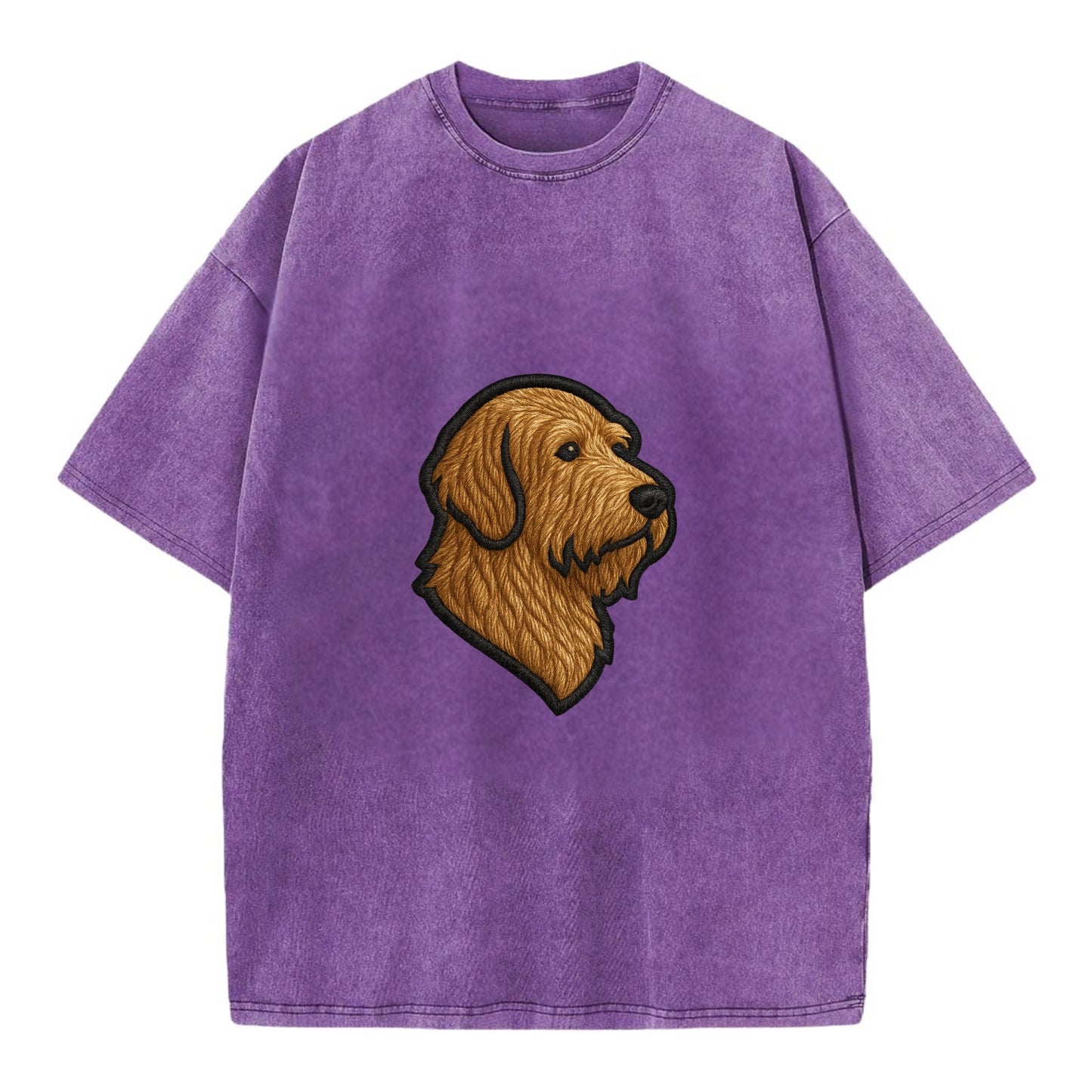 Otterhound - Trendy shaggy hound logo wi - Vintage T-shirt - Purple