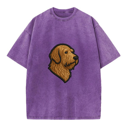 Otterhound - Trendy shaggy hound logo wi - Vintage T-shirt - Purple